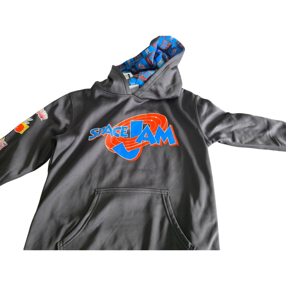 Champion Space Jam Hoodie Boys Medium Black New Tune Squad Performance Pullover